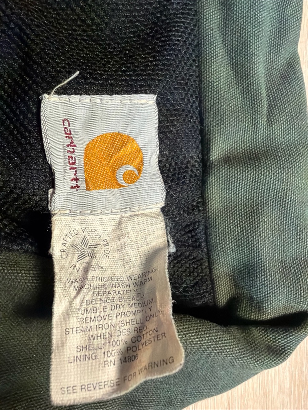 Vintage 1994 Carhartt JR264 Forest Green Duck Canvas Bomber Flight Jacket Med 42 - Picture 6 of 12